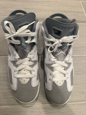 Jordan Gray and White High-Top Sneakers